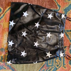 Nasty Gal black leather skirt with white stars
